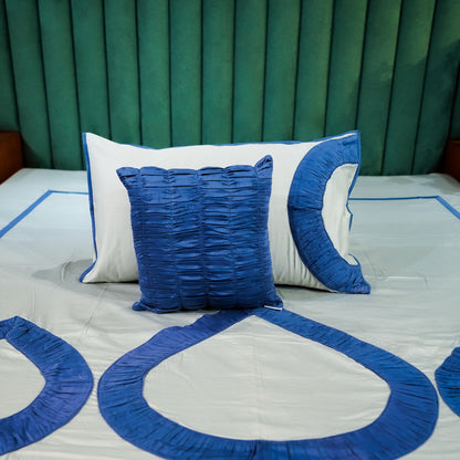 Teardrop Elegance| Designer Bed Sheet Set| Blue| 100%Cotton at Kamakhyaa by Kamakhyaa. This item is designer bedsheets