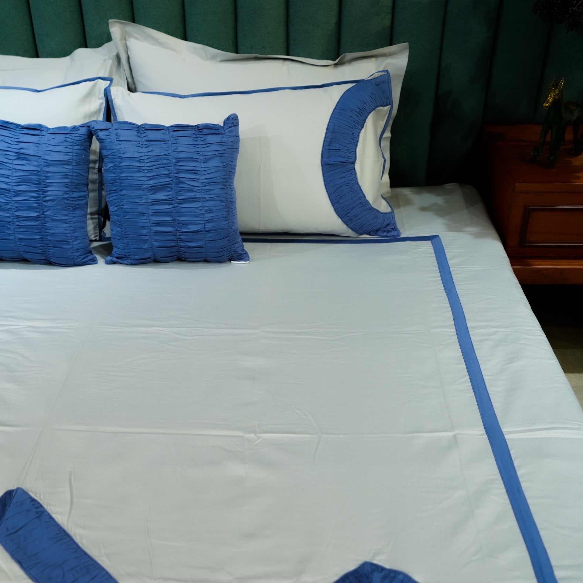 Teardrop Elegance| Designer Bed Sheet Set| Blue| 100%Cotton at Kamakhyaa by Kamakhyaa. This item is designer bedsheets