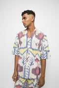 The Breakfast Shirt at kamakhyaa.com by Anushé Pirani. This item is 100% Cotton, Beach Wear, Brunch Wear, Casual Wear, Console Collection List, Cotton, Fresh Ink by Anushe Pirani, Handwoven cotton, Ikat Prints, Menswear, Multicolor, Regular Fit, Resort Wear, Vacation Wear