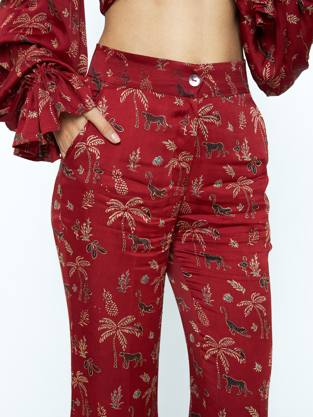 The Flare Pants at Kamakhyaa by Anushé Pirani. This item is Bloom After Dark by Anushe Pirani, Midnight Blueprint, Pants, Under $200, Womenswear