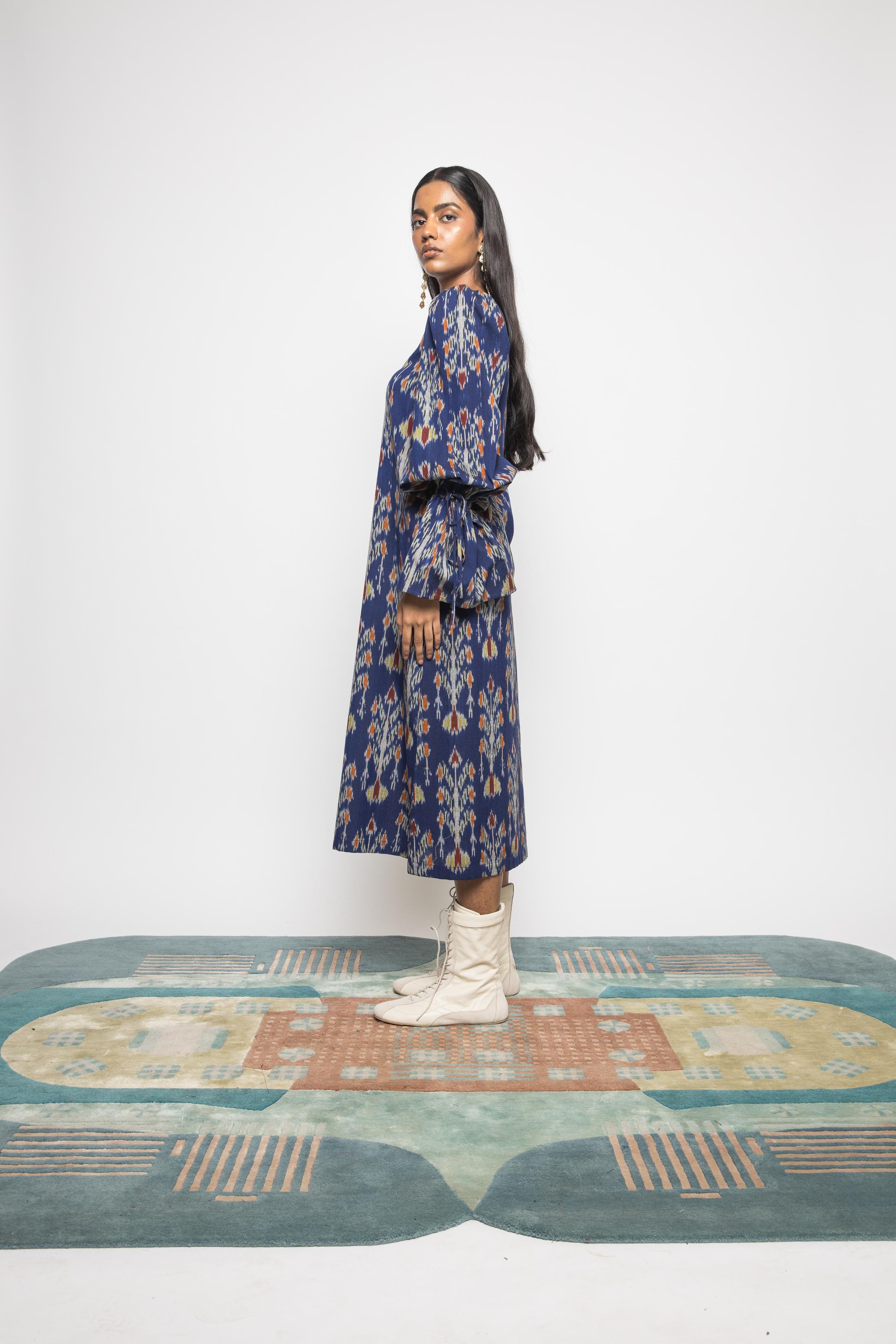 The Little Big Dress at kamakhyaa.com by Anushé Pirani. This item is 100% Cotton, Beach Wear, Blue, Brunch Wear, Casual Wear, Console Collection List, Cotton, Fresh Ink by Anushe Pirani, Handwoven cotton, Ikat Prints, Regular Fit, Royal Blue, Vacation Wear, Womenswear