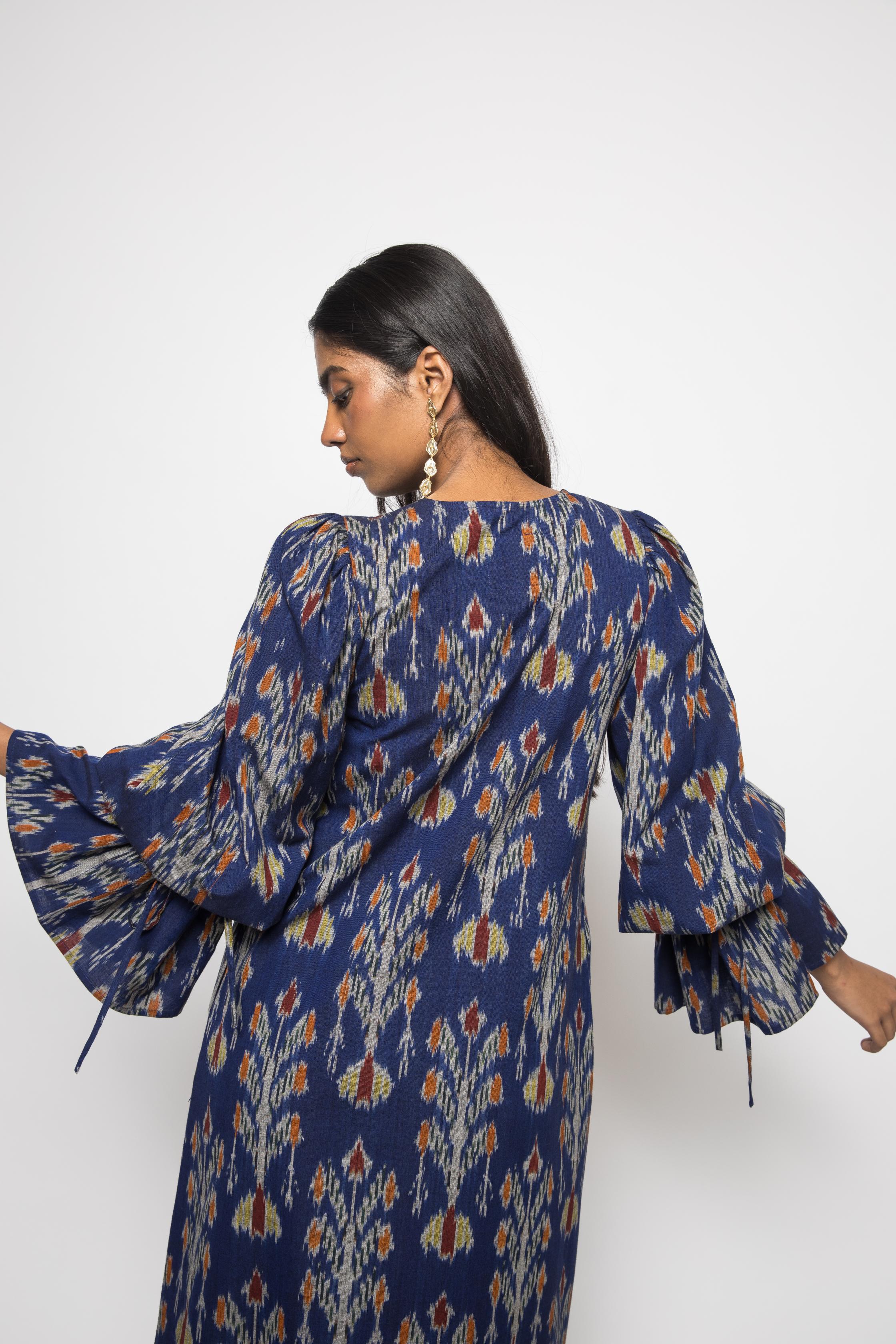 The Little Big Dress at kamakhyaa.com by Anushé Pirani. This item is 100% Cotton, Beach Wear, Blue, Brunch Wear, Casual Wear, Console Collection List, Cotton, Fresh Ink by Anushe Pirani, Handwoven cotton, Ikat Prints, Regular Fit, Royal Blue, Vacation Wear, Womenswear