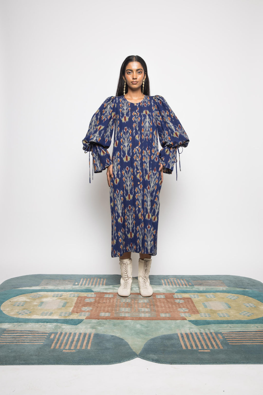 The Little Big Dress at kamakhyaa.com by Anushé Pirani. This item is 100% Cotton, Beach Wear, Blue, Brunch Wear, Casual Wear, Console Collection List, Cotton, Fresh Ink by Anushe Pirani, Handwoven cotton, Ikat Prints, Regular Fit, Royal Blue, Vacation Wear, Womenswear