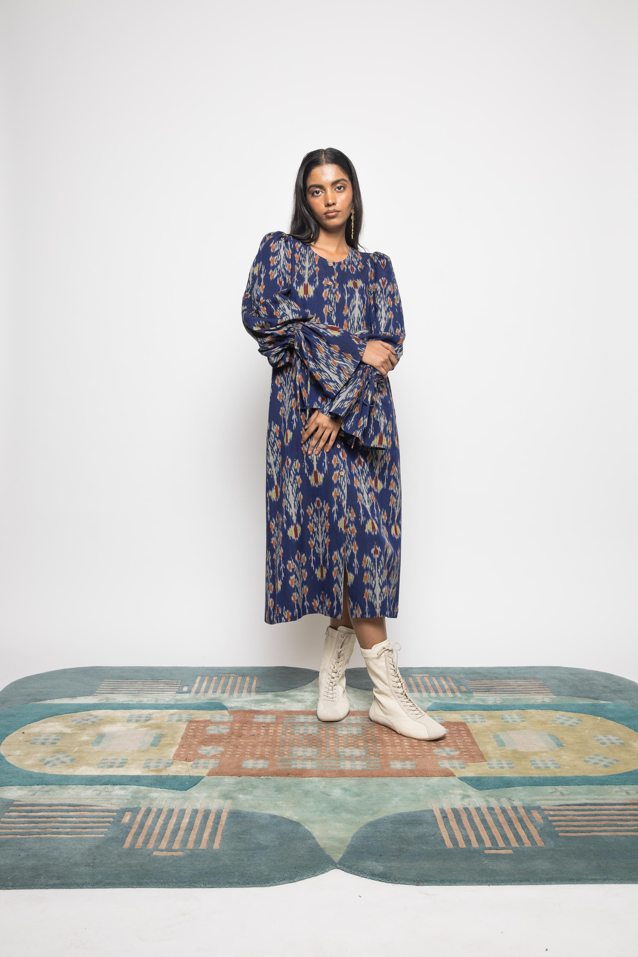 The Little Big Dress at kamakhyaa.com by Anushé Pirani. This item is 100% Cotton, Beach Wear, Blue, Brunch Wear, Casual Wear, Console Collection List, Cotton, Fresh Ink by Anushe Pirani, Handwoven cotton, Ikat Prints, Regular Fit, Royal Blue, Vacation Wear, Womenswear