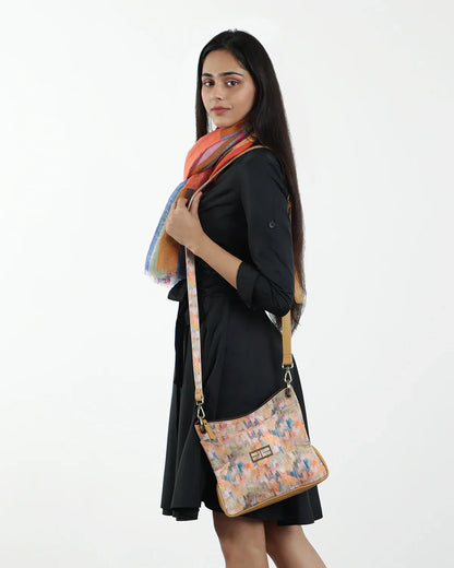 Tie & Dye Casual Wear Hand Bag at Kamakhyaa by The Indian Trunk. This item is Artisan Made, Casual Wear, Free Size, Hand Bags, leather, Pink, Tie & Dye, Velvet velour