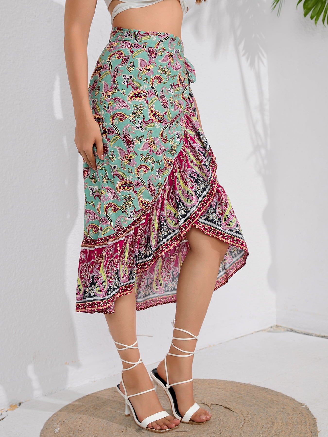 Tie Waistband Flounce Hem Midi Skirt at Kamakhyaa by Trendsi. This item is CATHSNNA, Ship From Overseas, Trendsi