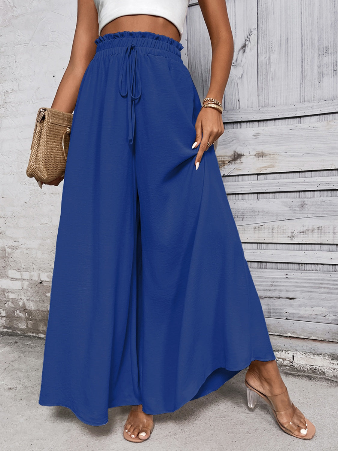 Tied High Waist Wide Leg Pants at Kamakhyaa by Trendsi. This item is Hanny, Ship From Overseas, Trendsi