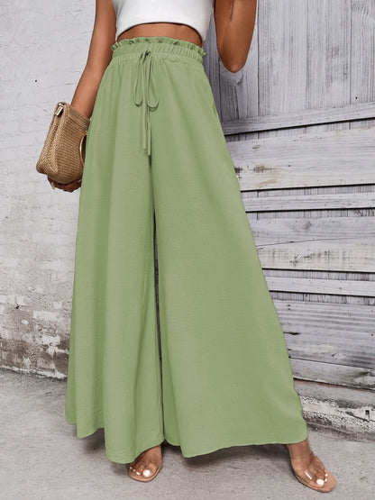 Tied High Waist Wide Leg Pants at Kamakhyaa by Trendsi. This item is Hanny, Ship From Overseas, Trendsi