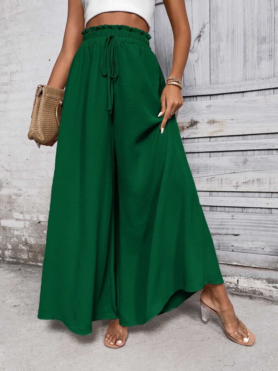 Tied High Waist Wide Leg Pants at Kamakhyaa by Trendsi. This item is Hanny, Ship From Overseas, Trendsi