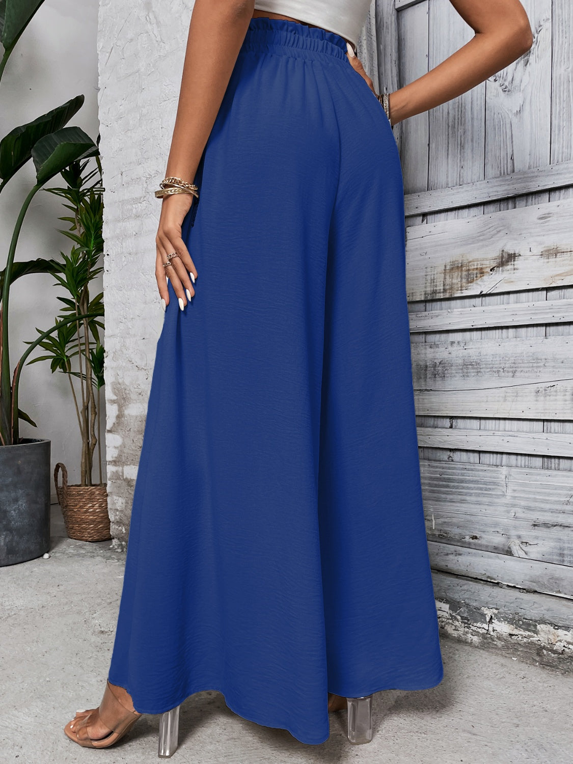 Tied High Waist Wide Leg Pants at Kamakhyaa by Trendsi. This item is Hanny, Ship From Overseas, Trendsi