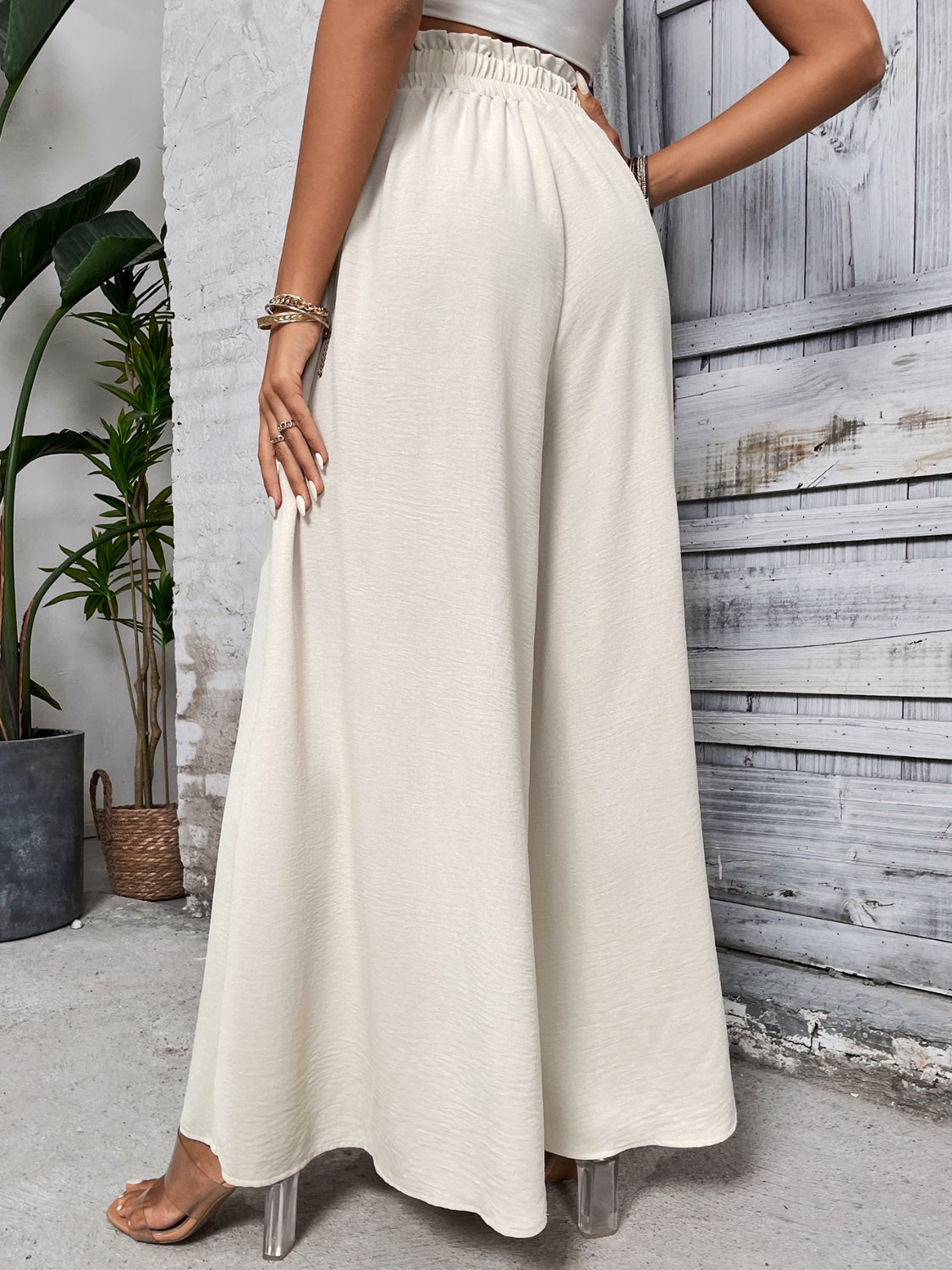 Tied High Waist Wide Leg Pants at Kamakhyaa by Trendsi. This item is Hanny, Ship From Overseas, Trendsi