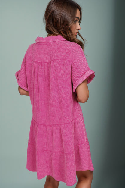 Tiered Notched Short Sleeve Dres at Kamakhyaa by Trendsi. This item is Ship From Overseas, SYNZ, Trendsi