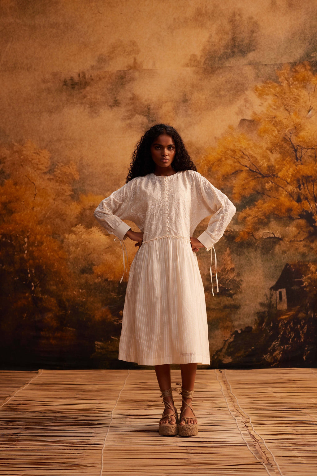 Tobira Dolman Dress + Slip at Kamakhyaa by Ahmev. This item is Cotton Silk, Dress, Embroidered, Ivory, Maximum Minimum by Ahmev, Relaxed Fit, Womenswear