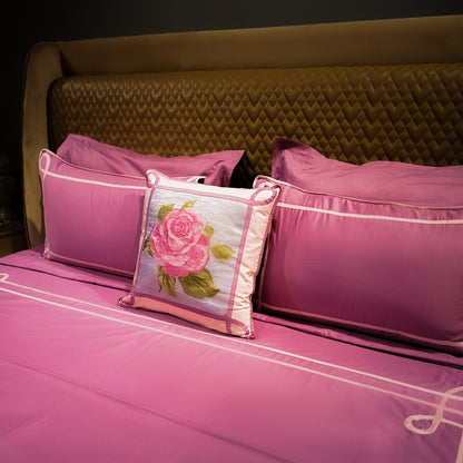 Tranquil Curve| Designer Bed Sheet Set| Pink| 100%Cotton at Kamakhyaa by Kamakhyaa. This item is designer bedsheets