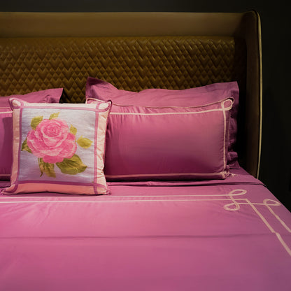 Tranquil Curve| Designer Bed Sheet Set| Pink| 100%Cotton at Kamakhyaa by Kamakhyaa. This item is designer bedsheets