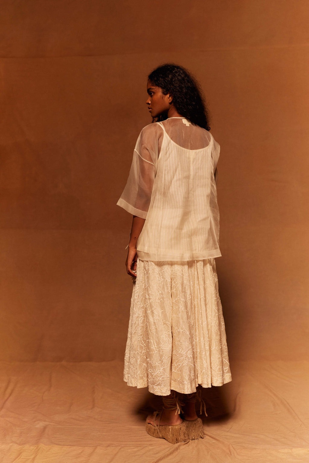 Tsuru Angrakhi + Slip at Kamakhyaa by Ahmev. This item is Blouse, Cotton, Dress, Ivory, Maximum Minimum by Ahmev, Missing image, Prints, Relaxed Fit, Silk Organza, Top, Womenswear
