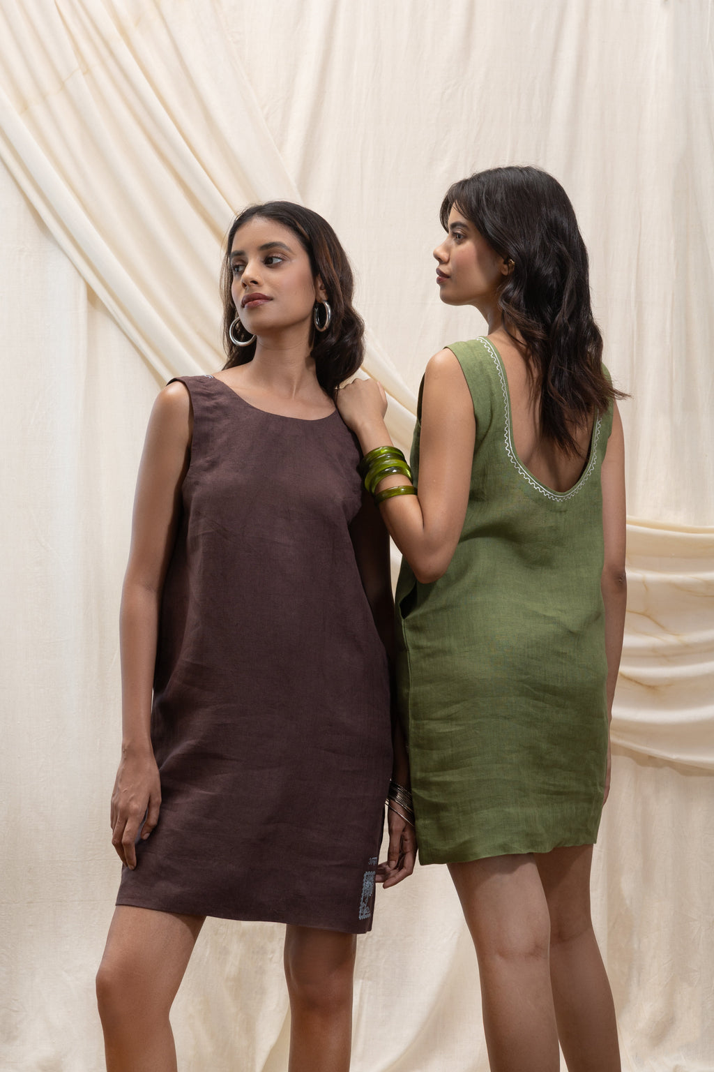 U - neck Shift Dress at Kamakhyaa by Akashi Clothing. This item is 100% Linen, Regular Fit, Solid Selfmade, Solids, The Stamp Edit By Akashi Clothing, Under $150