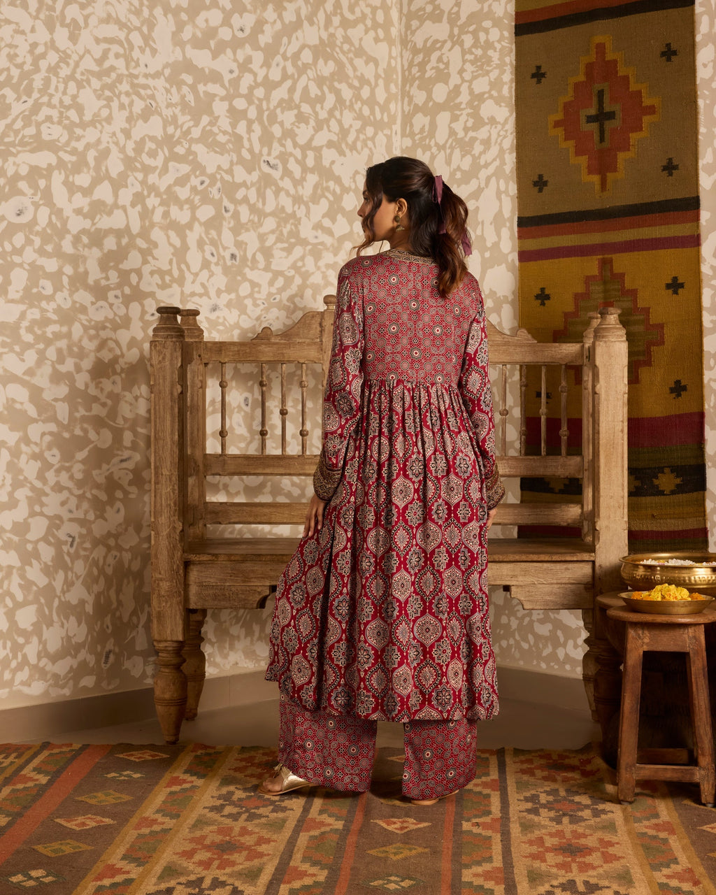 V-Neck Kurta Set at Kamakhyaa by Akashi Clothing. This item is Ajrakh by Akashi Clothing, Under $100