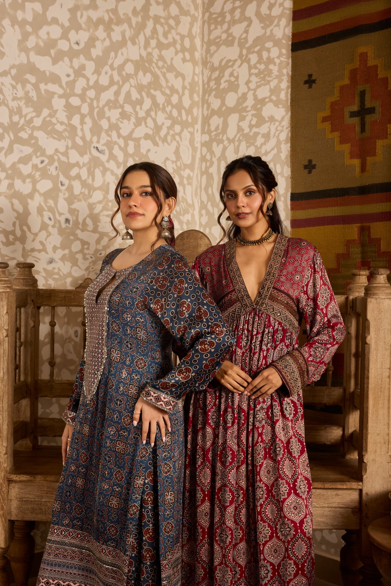 V-Neck Kurta Set at Kamakhyaa by Akashi Clothing. This item is Ajrakh by Akashi Clothing, Under $100