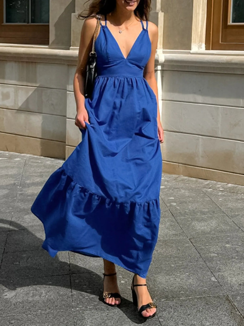 V-Neck Tiered Maxi Cami Dress at kamakhyaa.com by Trendsi. This item is OutdoorStyle, Ship From Overseas, Under $50