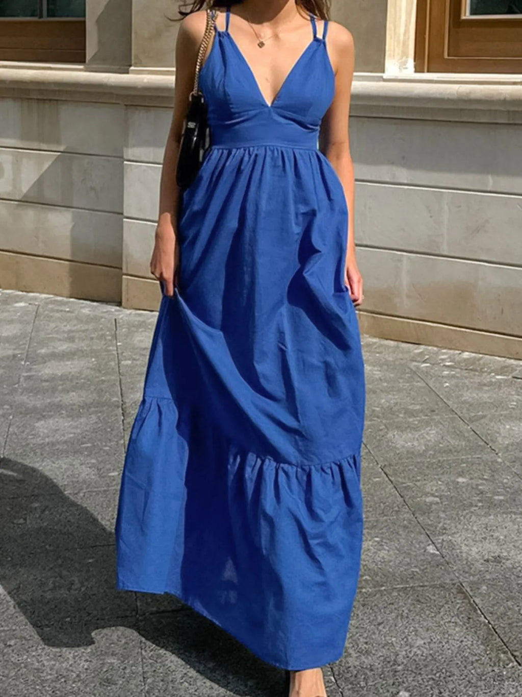 V-Neck Tiered Maxi Cami Dress at kamakhyaa.com by Trendsi. This item is OutdoorStyle, Ship From Overseas, Under $50