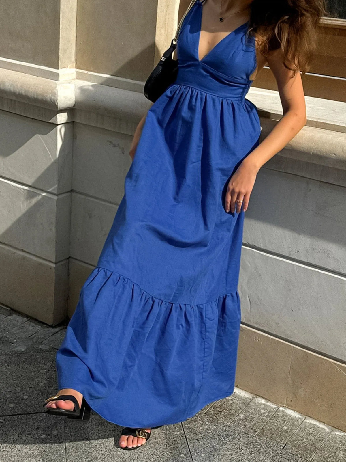 V-Neck Tiered Maxi Cami Dress at kamakhyaa.com by Trendsi. This item is OutdoorStyle, Ship From Overseas, Under $50