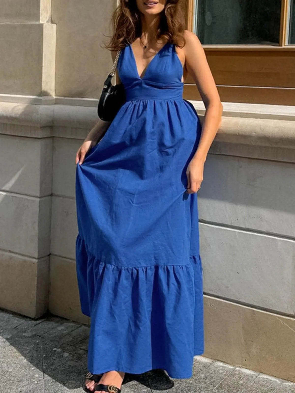 V-Neck Tiered Maxi Cami Dress at kamakhyaa.com by Trendsi. This item is OutdoorStyle, Ship From Overseas, Under $50