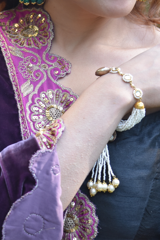 Varuni Tassel Bracelet at Kamakhyaa by House Of Heer. This item is Alloy Metal, Bracelets, Festive Wear, Free Size, jewelry, Natural, rakhis & lumbas, Textured, White