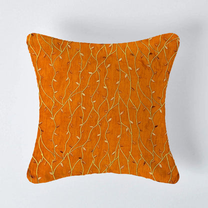 Vivid Vine Cushion Cover Sets at Kamakhyaa by Aetherea. This item is Cotton, Cushion covers, Made from Natural Materials, Orange, Sheer, Textured, Upcycled, Vine, Wavy Lines, Woven