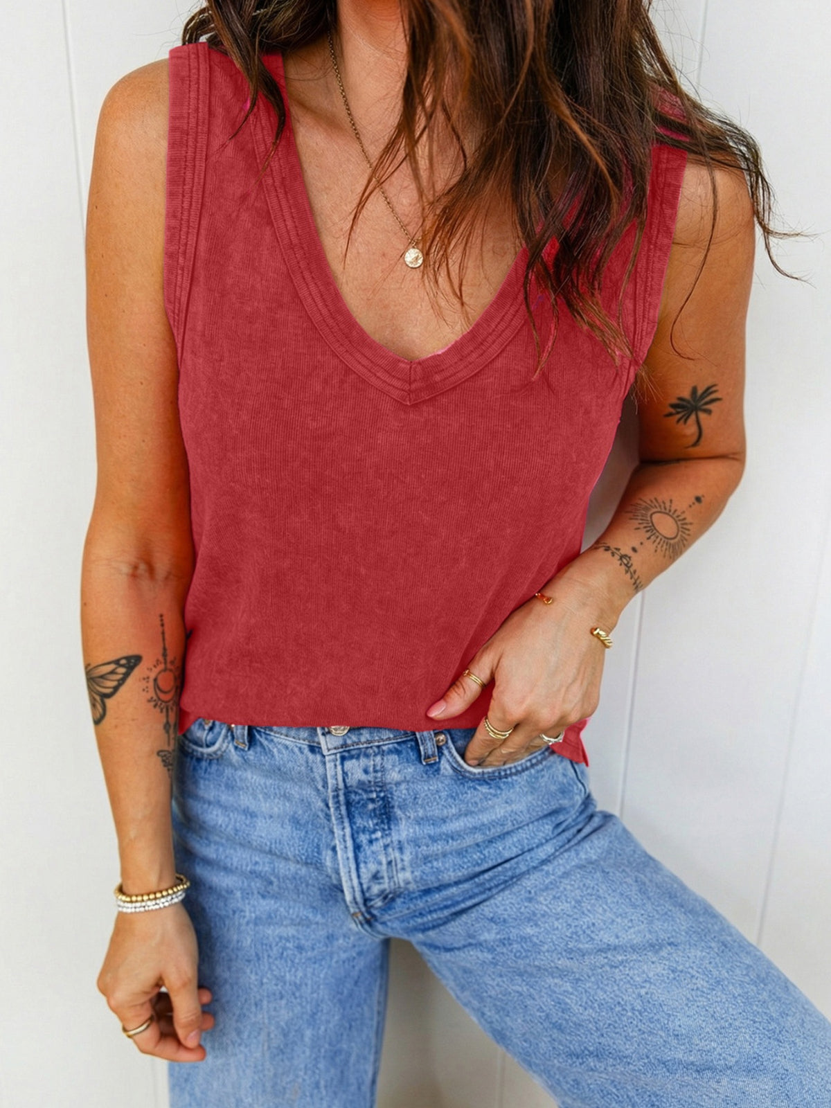 Wash V-Neck Tank Top at kamakhyaa.com by Trendsi. This item is Ship From Overseas, SYNZ, Under $50