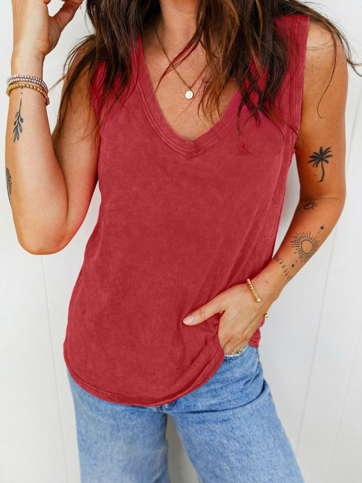 Wash V-Neck Tank Top at kamakhyaa.com by Trendsi. This item is Ship From Overseas, SYNZ, Under $50