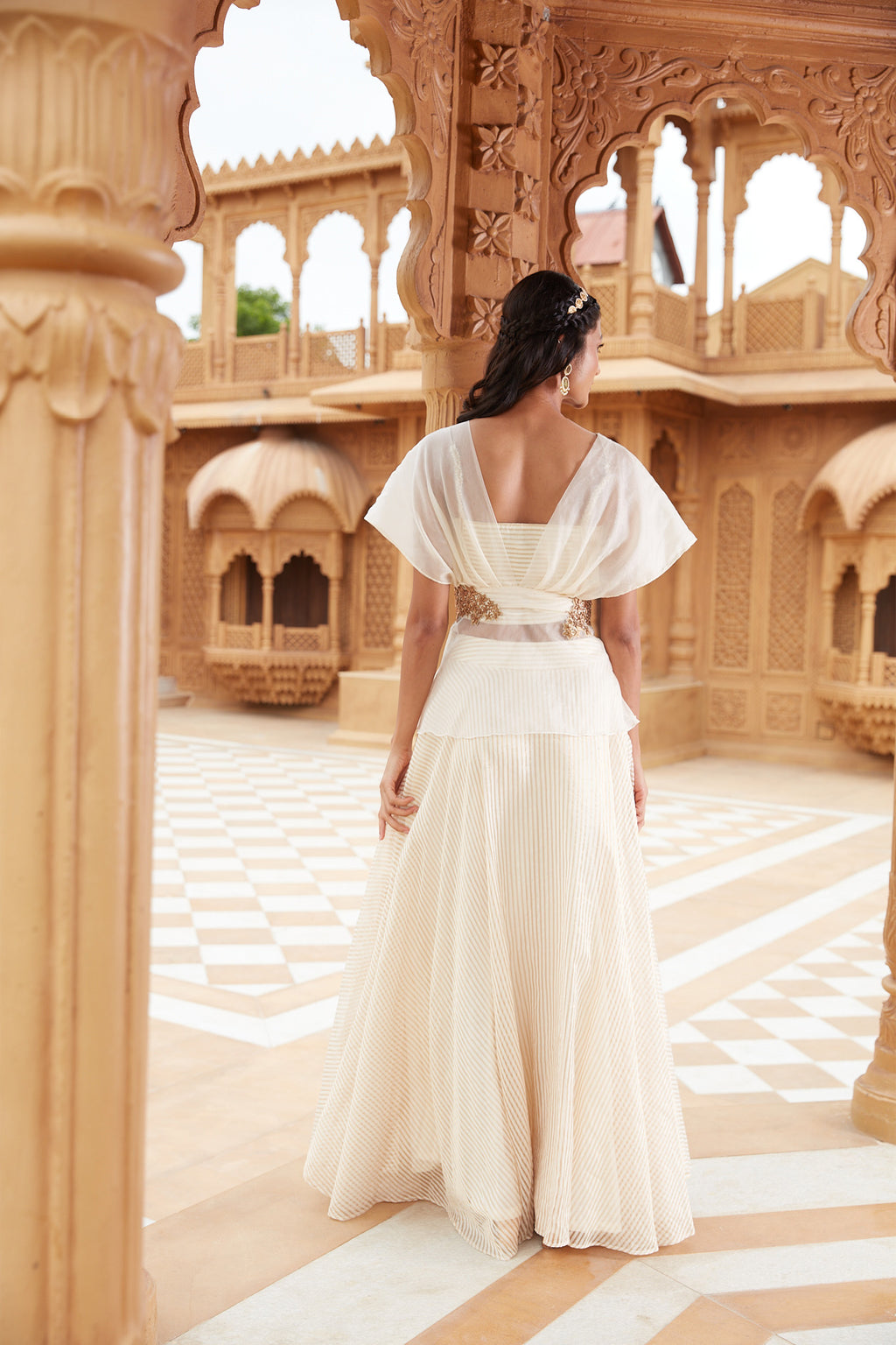 White And Gold Banarasi Lehenga Set at Kamakhyaa by Chambray & Co.. This item is Chambray & Co, Embroidered, Gold, Indian Wear, Lehenga Sets, Natural, Party Wear, Regular Fit, Riwayat, Silk, White, Womenswear