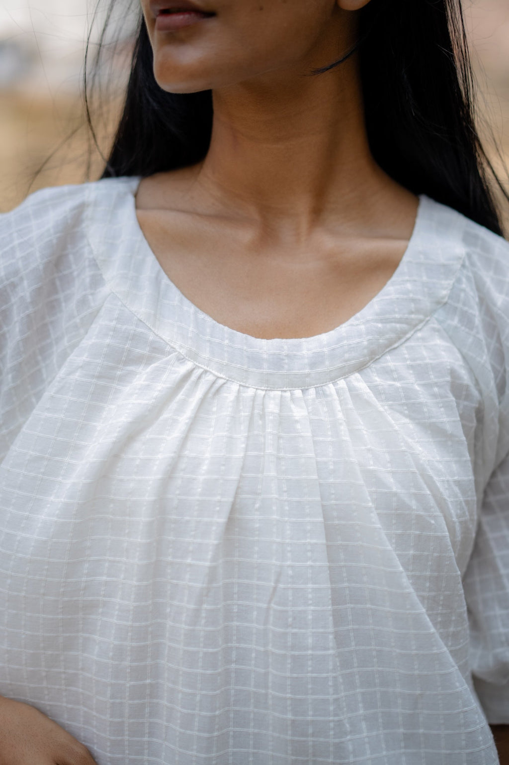 White Blue Ombre Hand-Embroidered Dress at Kamakhyaa by Krushnachuda. This item is Chilika by Krushnachuda, Embroidered, Handloom Cotton, Loose Fit, Natural Dye, Organic, Outerwear, Under $200, White, Womenswear