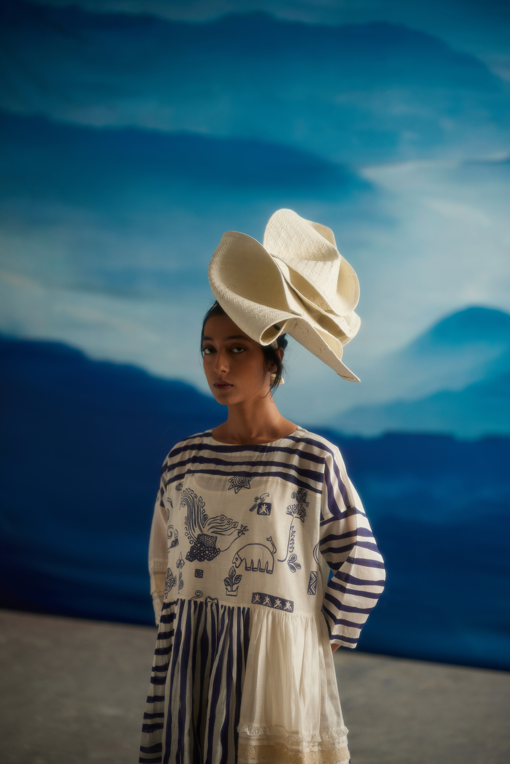 White Chanderi Patchwork Midi Dress at Kamakhyaa by Ahmev. This item is Casual Wear, Chanderi, Indigo Eden by Ahmev, Korean Chic, Lace, Midi Dresses, Natural, Prints, Regular Fit, White, Womenswear