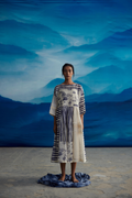 White Chanderi Patchwork Midi Dress at Kamakhyaa by Ahmev. This item is Casual Wear, Chanderi, Indigo Eden by Ahmev, Korean Chic, Lace, Midi Dresses, Natural, Prints, Regular Fit, White, Womenswear