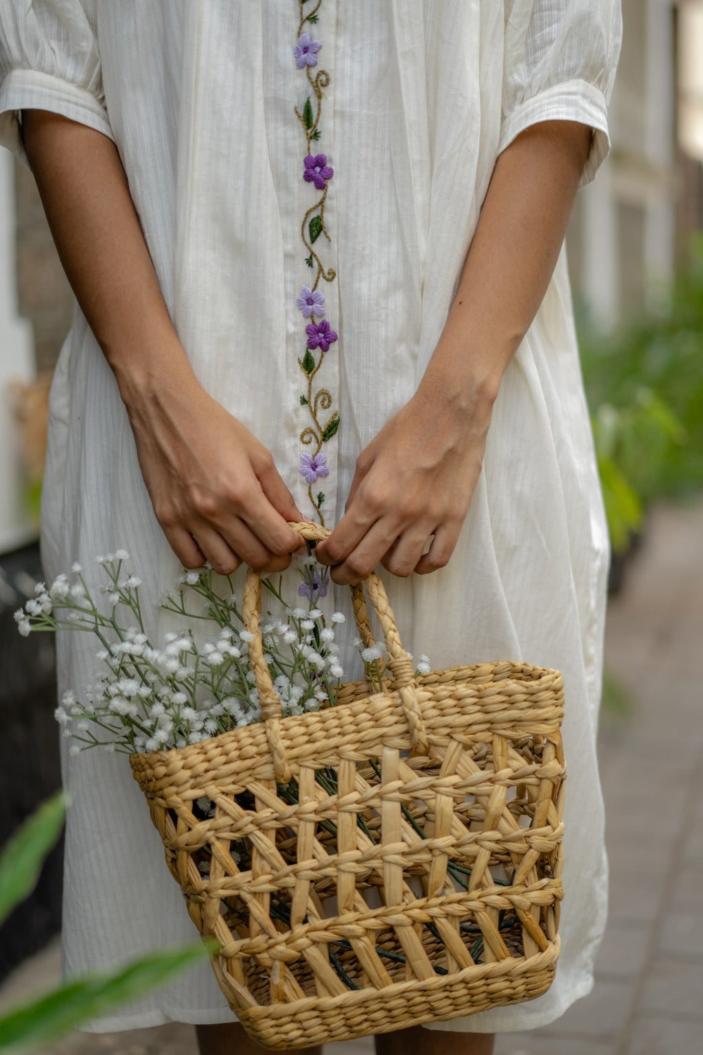 White Embroidered Flare Dress at Kamakhyaa by Krushnachuda. This item is Chilika by Krushnachuda, Embroidered, Handloom Cotton, Loose Fit, Natural Dye, Organic, Outerwear, Under $200, White, Womenswear