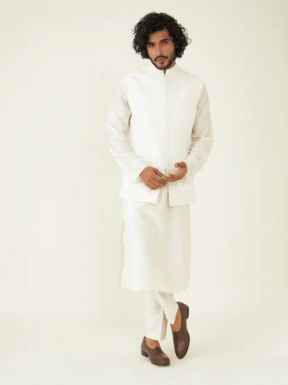 White Festive Wear Crepe Jacket at Kamakhyaa by RoohbyRidhimaa. This item is Crepe, Crinkle Crepe Suiting Fabric, Festive Wear, Jackets, Men Jackets, Menswear By RoohbyRidhimaa, Qala By RoohbyRidhimaa, Regular Fit, Solids, White