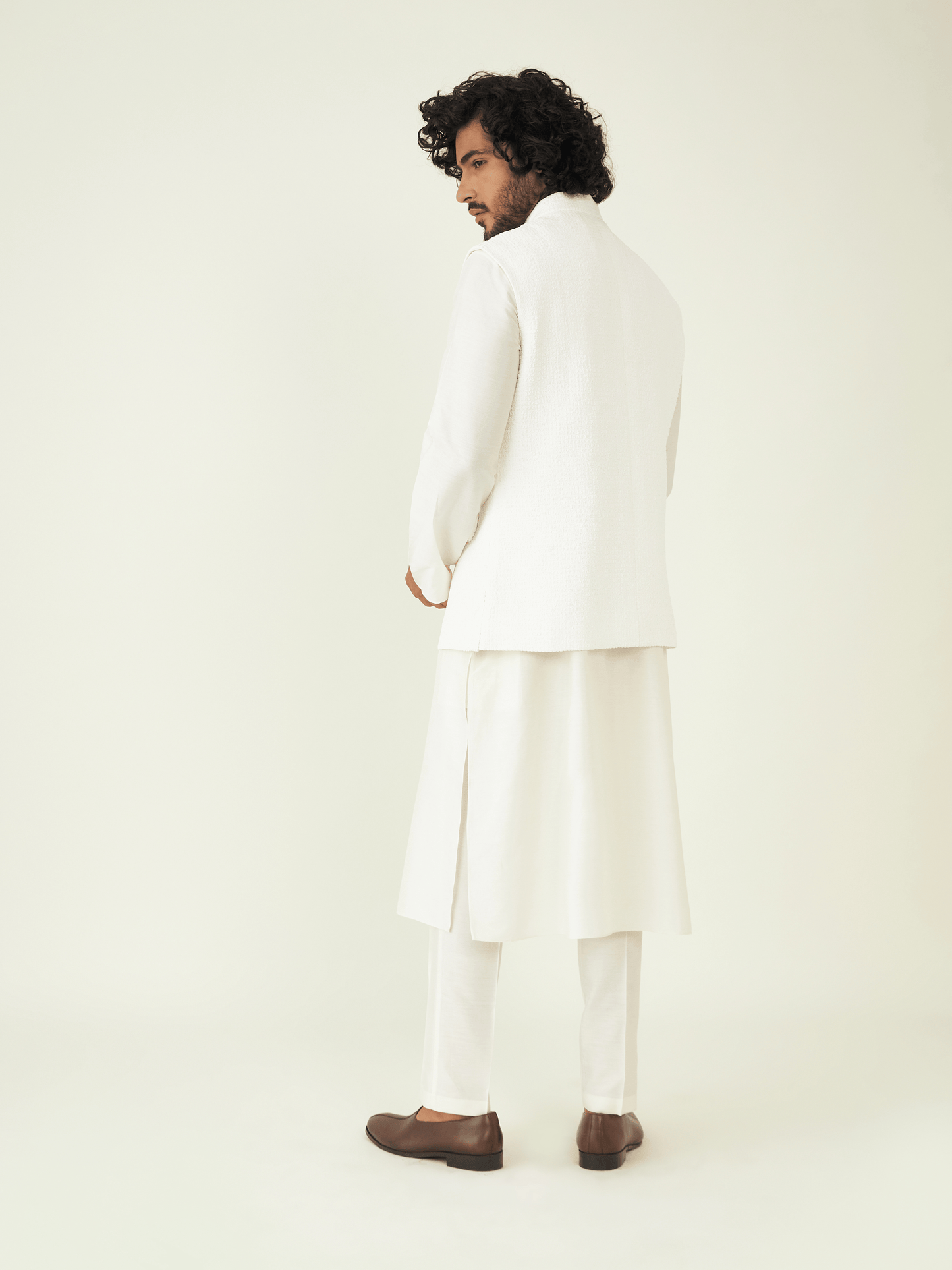 White Festive Wear Crepe Jacket at Kamakhyaa by RoohbyRidhimaa. This item is Crepe, Crinkle Crepe Suiting Fabric, Festive Wear, Jackets, Men Jackets, Menswear By RoohbyRidhimaa, Qala By RoohbyRidhimaa, Regular Fit, Solids, White