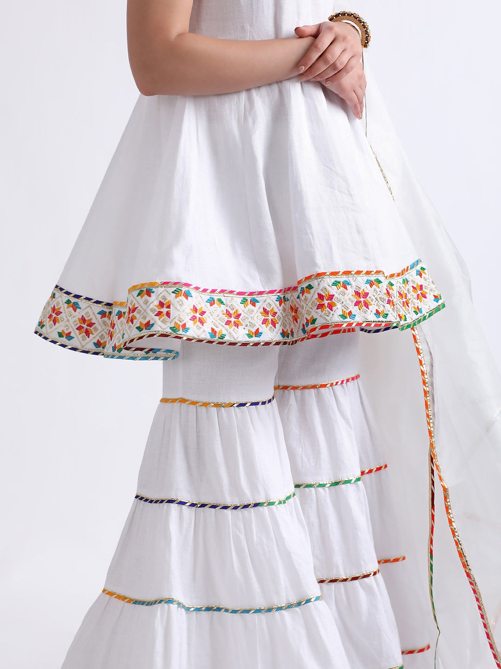 White Organza Sharara Set with Resham Embroidery at Kamakhyaa by RoohbyRidhimaa. This item is Casual Wear, Cotton, Kurta Sets, Linen, Organza, Regular Fit, Resham Embroidered, Sharara Sets, Toxin free, White