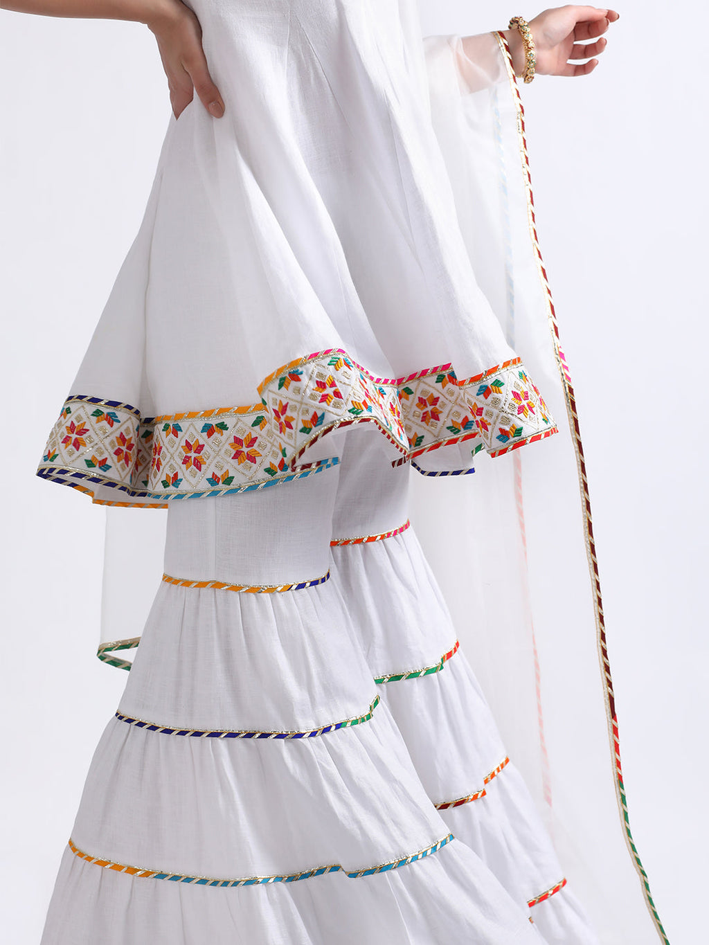 White Organza Sharara Set with Resham Embroidery at Kamakhyaa by RoohbyRidhimaa. This item is Casual Wear, Cotton, Kurta Sets, Linen, Organza, Regular Fit, Resham Embroidered, Sharara Sets, Toxin free, White