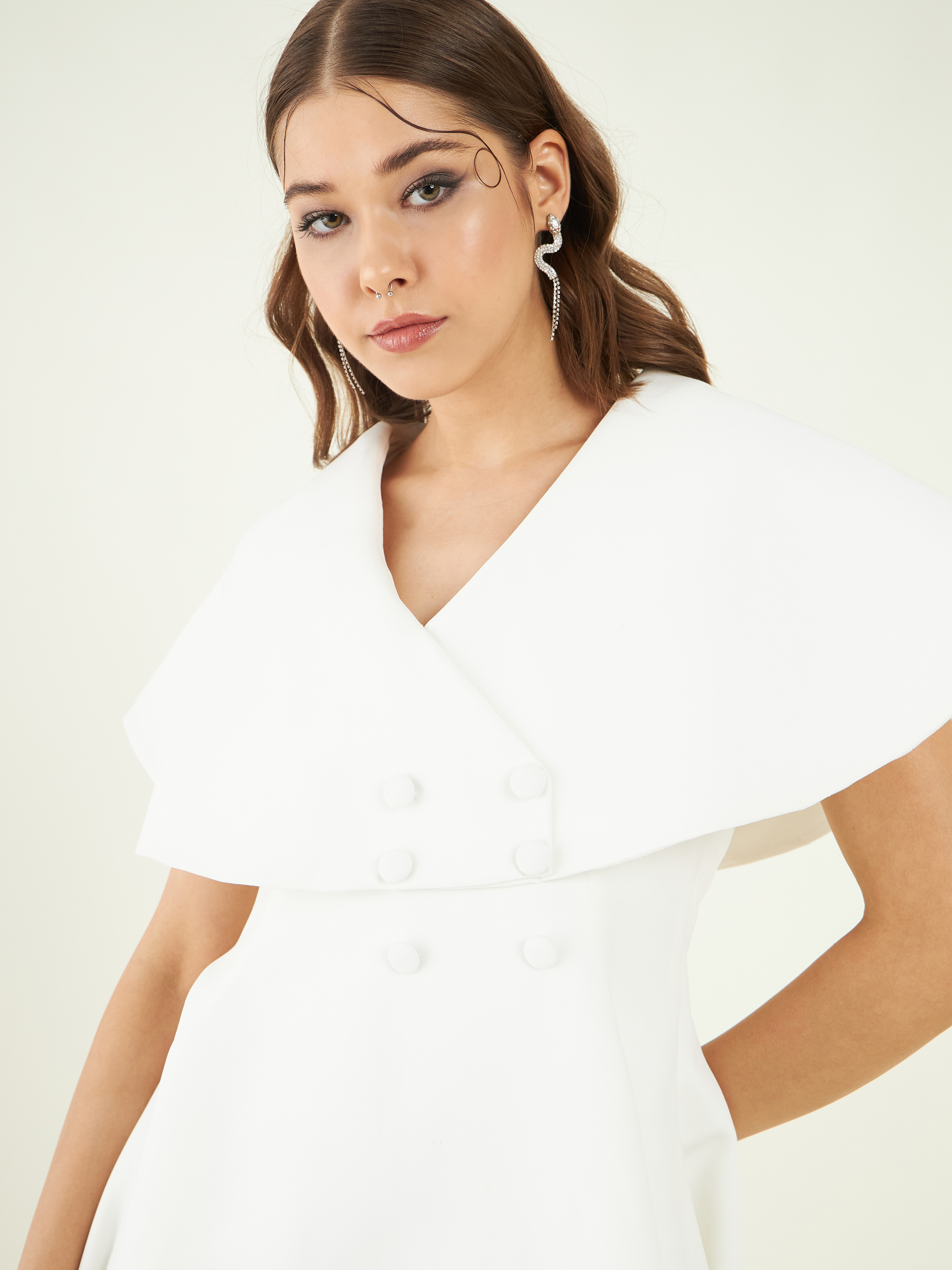 White Regular Fit Crepe Dress at Kamakhyaa by Bohobi. This item is Evening Wear, Fine Banana Crepe, Mini Dresses, Regular Fit, Solids, Toxin free, White