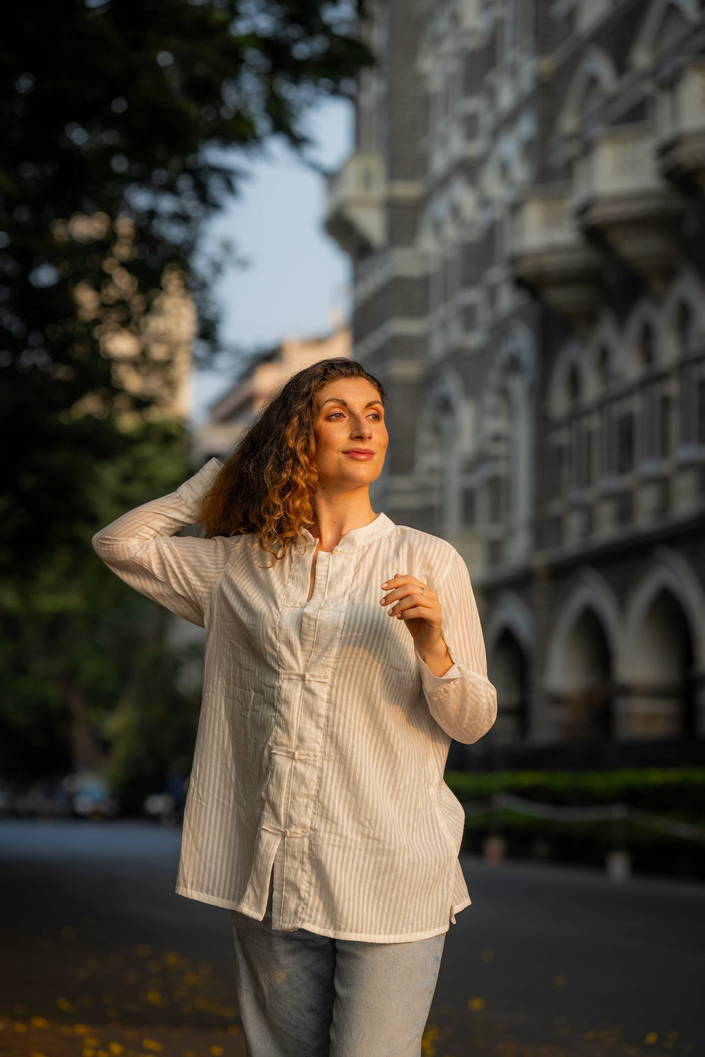 White Textured Handwoven Shirt at Kamakhyaa by Krushnachuda. This item is Chilika by Krushnachuda, Handloom Cotton, Loose Fit, Natural Dye, Organic, Outerwear, Self Design, Under $100, White, Womenswear