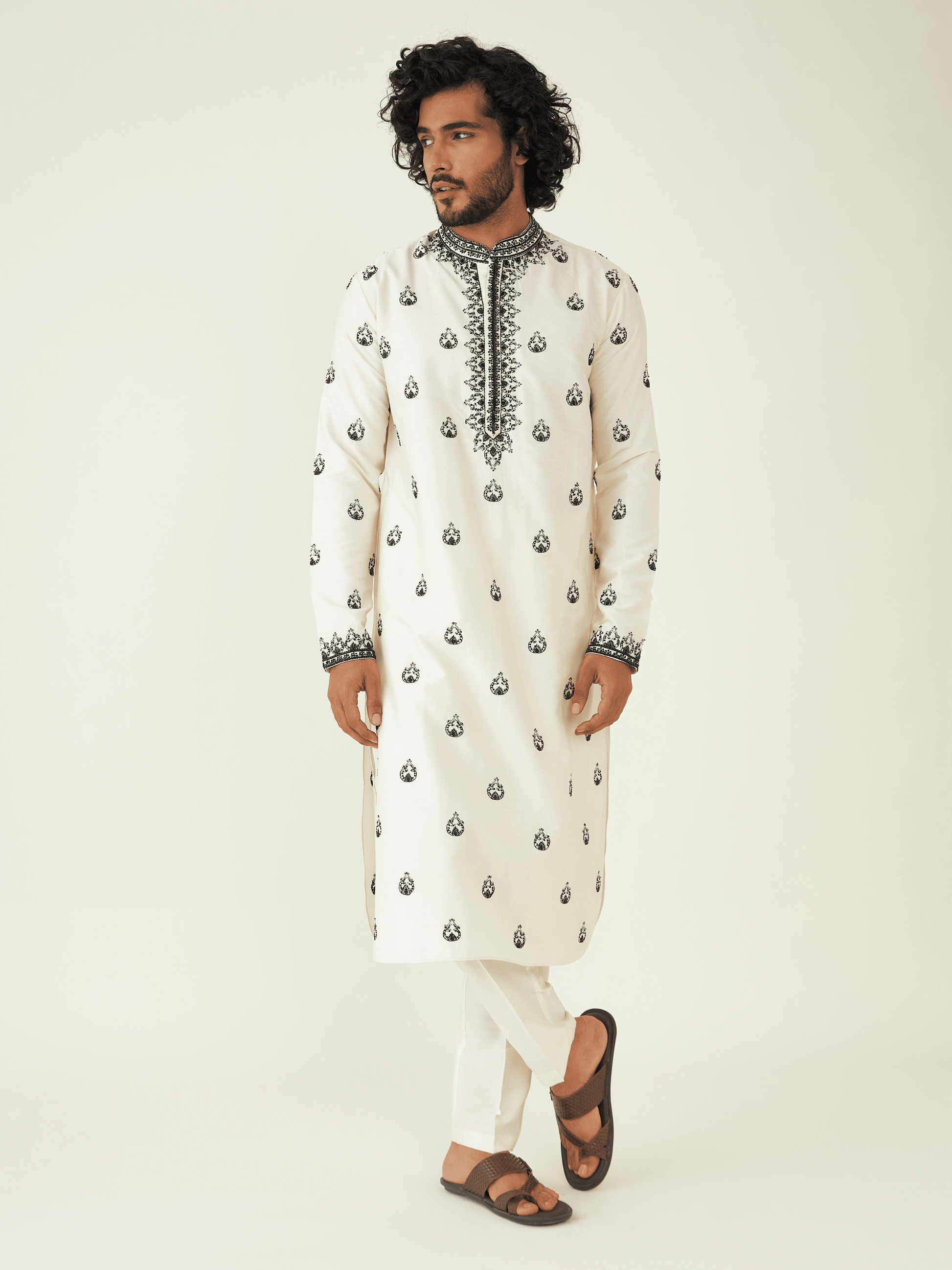 White Viscose Silk Kurta Set at Kamakhyaa by RoohbyRidhimaa. This item is Festive Wear, Kurta Pant Sets, Men Kurta Pant Sets, Menswear By RoohbyRidhimaa, Qala By RoohbyRidhimaa, Regular Fit, Solids, Viscose Raw Silk, White