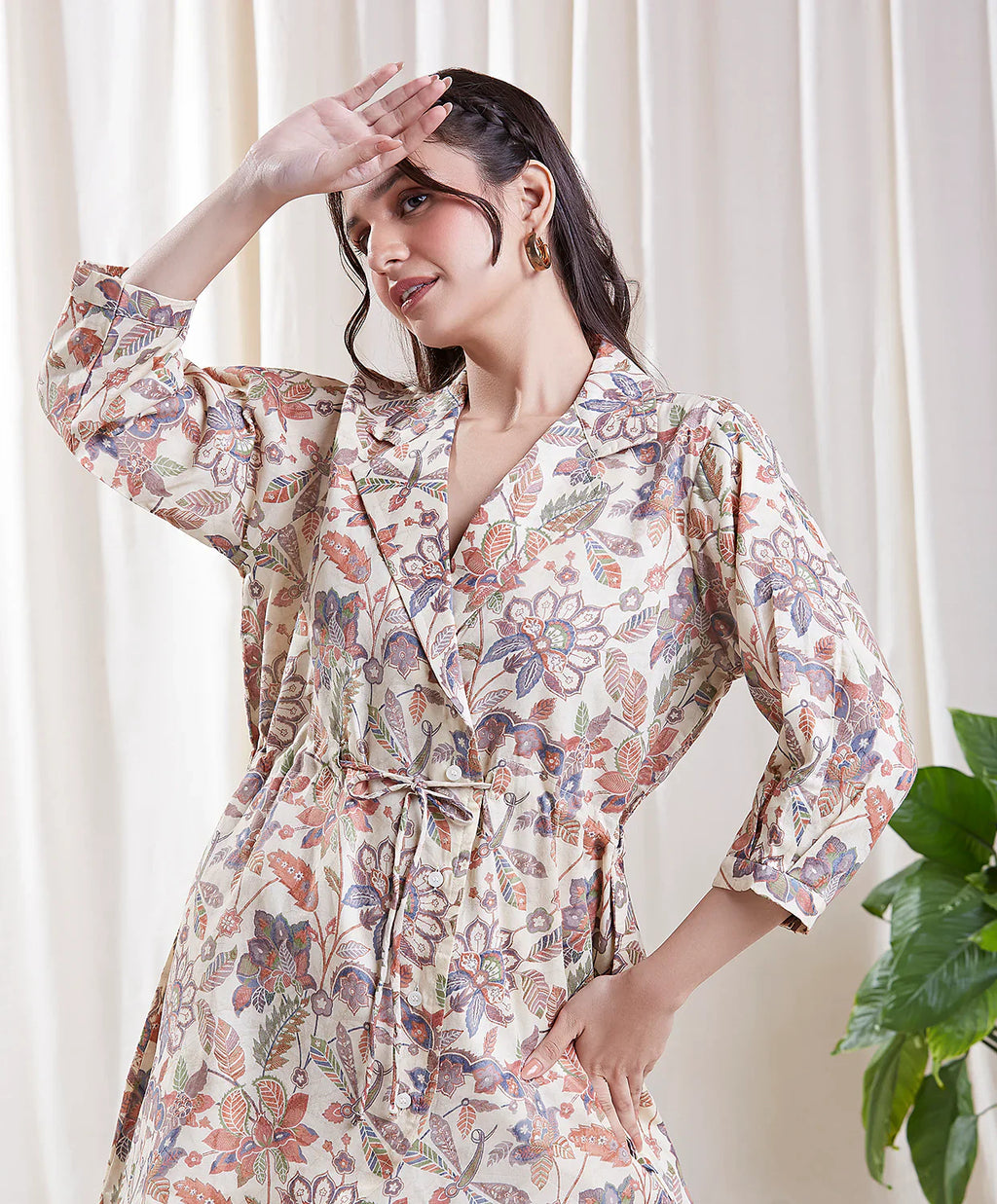 White co-ord set with Floral Print Set at Kamakhyaa by Hasttvam. This item is Cotton, Floral, Fusion Wear, Natural dyes, Relaxed Fit, Respondible production and Vegan, White