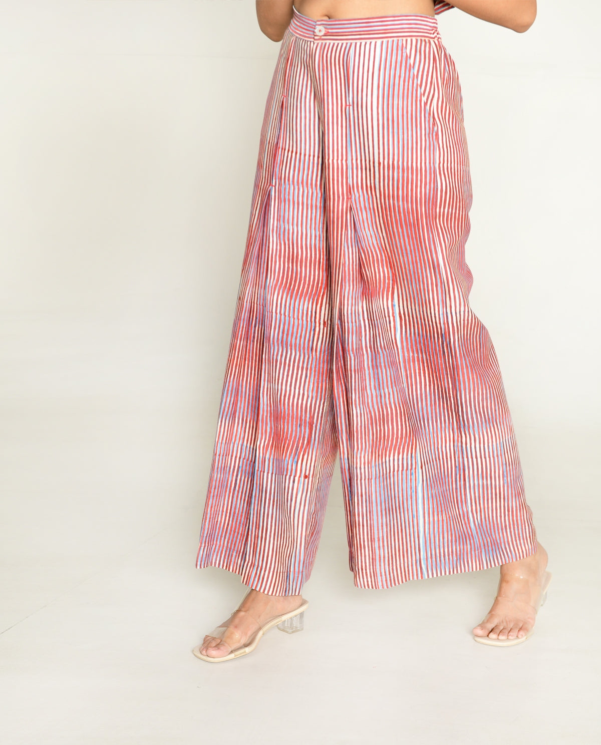 Wide Leg Pant at Kamakhyaa by Rias Jaipur. This item is Bhram by Rias Jaipur, Casual Wear, Cotton bemberg, Multicolor, Organic, Pants, Regular Fit, Striped