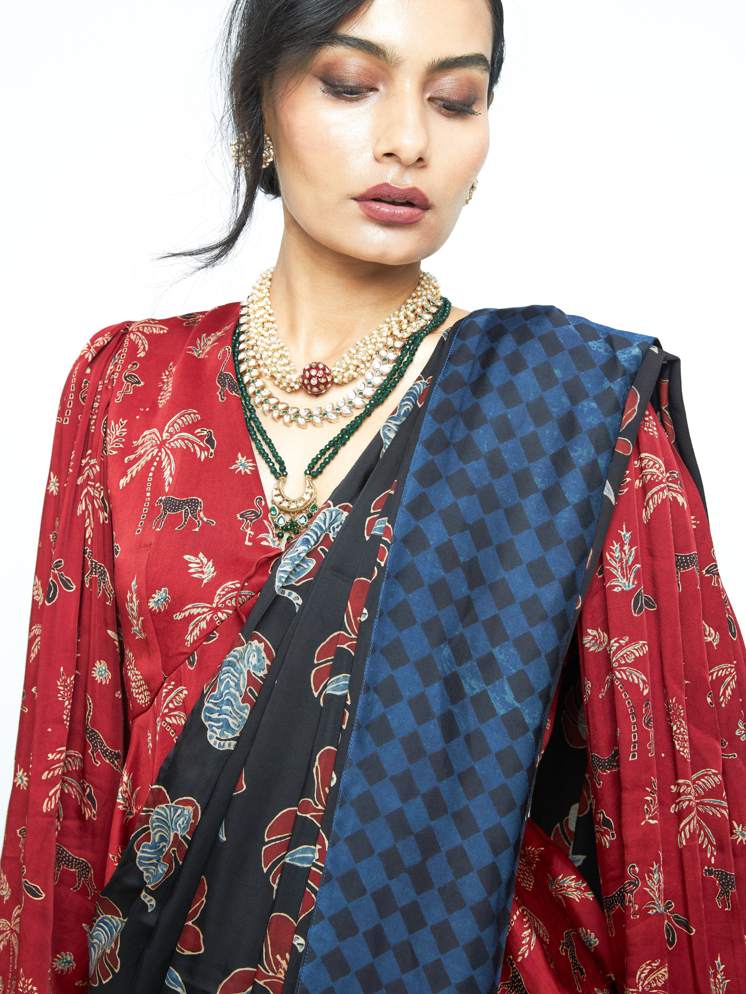 Wild Bloom Saree at Kamakhyaa by Anushé Pirani. This item is Bloom After Dark by Anushe Pirani, Midnight Blueprint, Saree, Womenswear