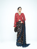 Wild Bloom Saree at Kamakhyaa by Anushé Pirani. This item is Bloom After Dark by Anushe Pirani, Midnight Blueprint, Saree, Womenswear