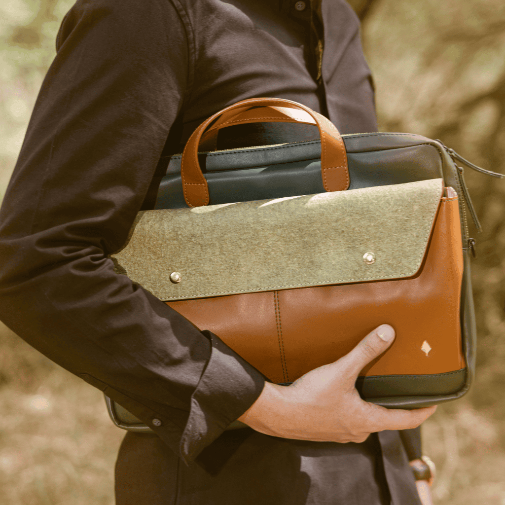Willow Vegan Leather Laptop Sleeve - Tan at Kamakhyaa by Green Hermitage. This item is A Walk in the Forest by Green Hermitage, Banana Leather, Coconut Leather, Laptop Bags, Under $50