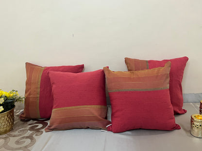 Windowpane Cushion Cover Sets at Kamakhyaa by Aetherea. This item is Cotton, Cushion covers, Home, Pink, Plain, Sheer, Solid, Stripes, Upcycled