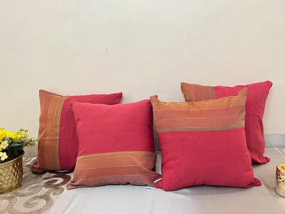 Windowpane Cushion Cover Sets at Kamakhyaa by Aetherea. This item is Cotton, Cushion covers, Home, Pink, Plain, Sheer, Solid, Stripes, Upcycled